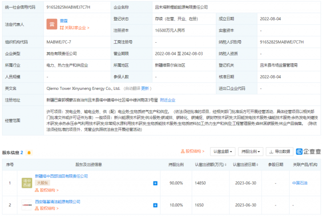 中國石油、隆基投資成立能源公司